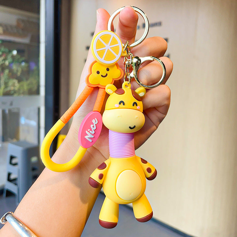 Wholesale Cartoon Doll Telescopic Neck Giraffe Silicone Keychain